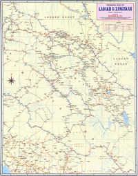 Trekking map of Ladakh and Zanskar regions.