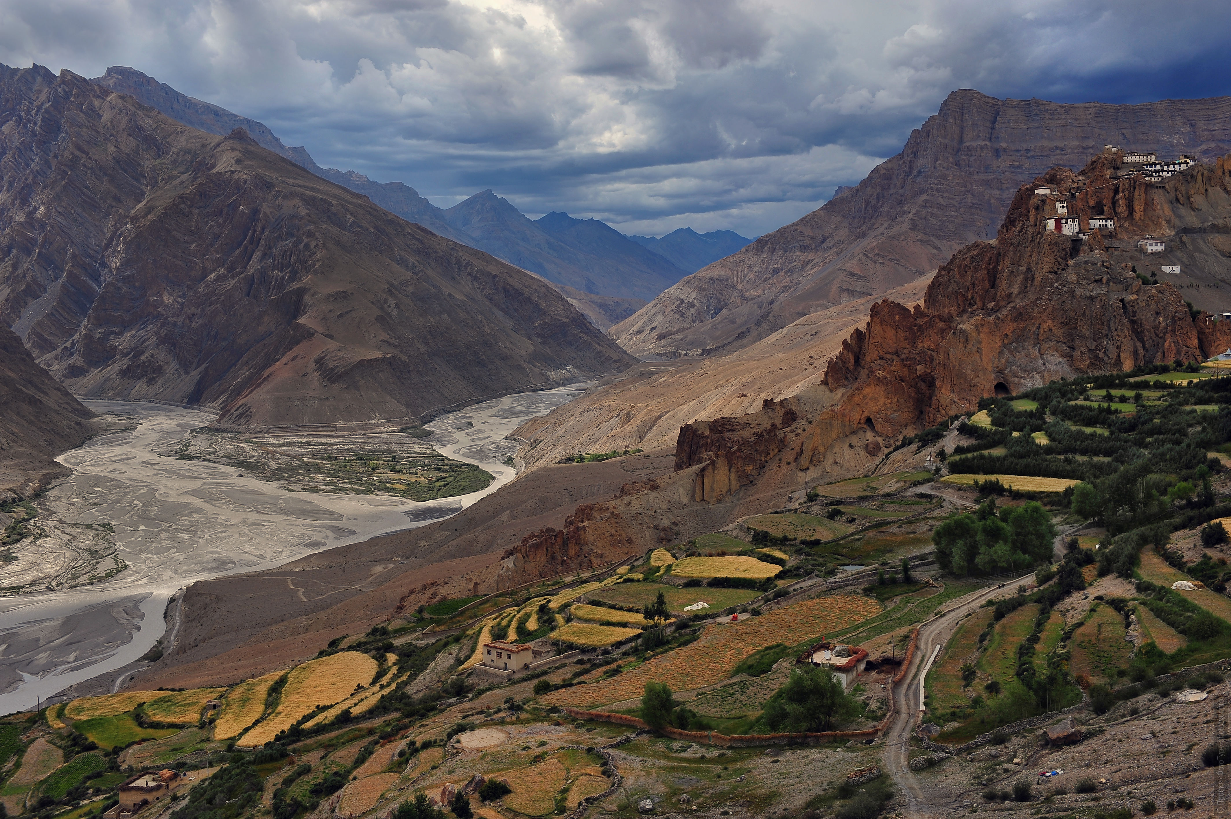 Buddhist monastery Dankar Gonpa, Spiti Valley. Tour of the monastery Dankar, Little Tibet, northern India, in August 2017.