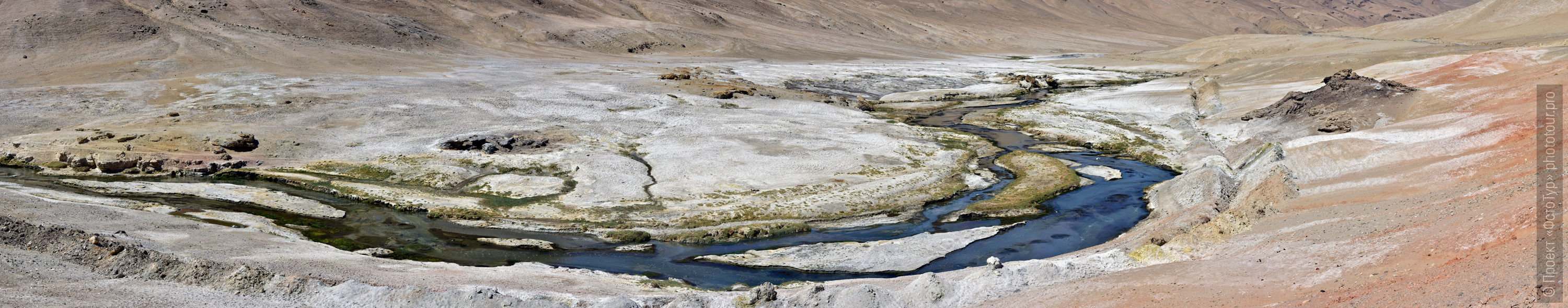 Valley of mountain geysers, Rupshu valley. Expedition Tibet Lake-2: Pangong, Tso Moriri, Tso Kar, Tso Startsapak, Leh-Manali highway.