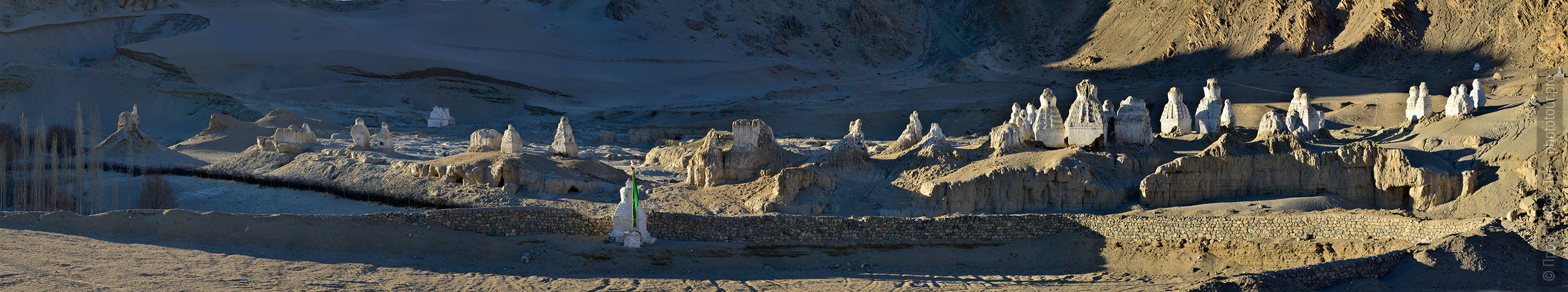 White stupas of Naropa, Ladakh women's tour, August 31 - September 14, 2019.