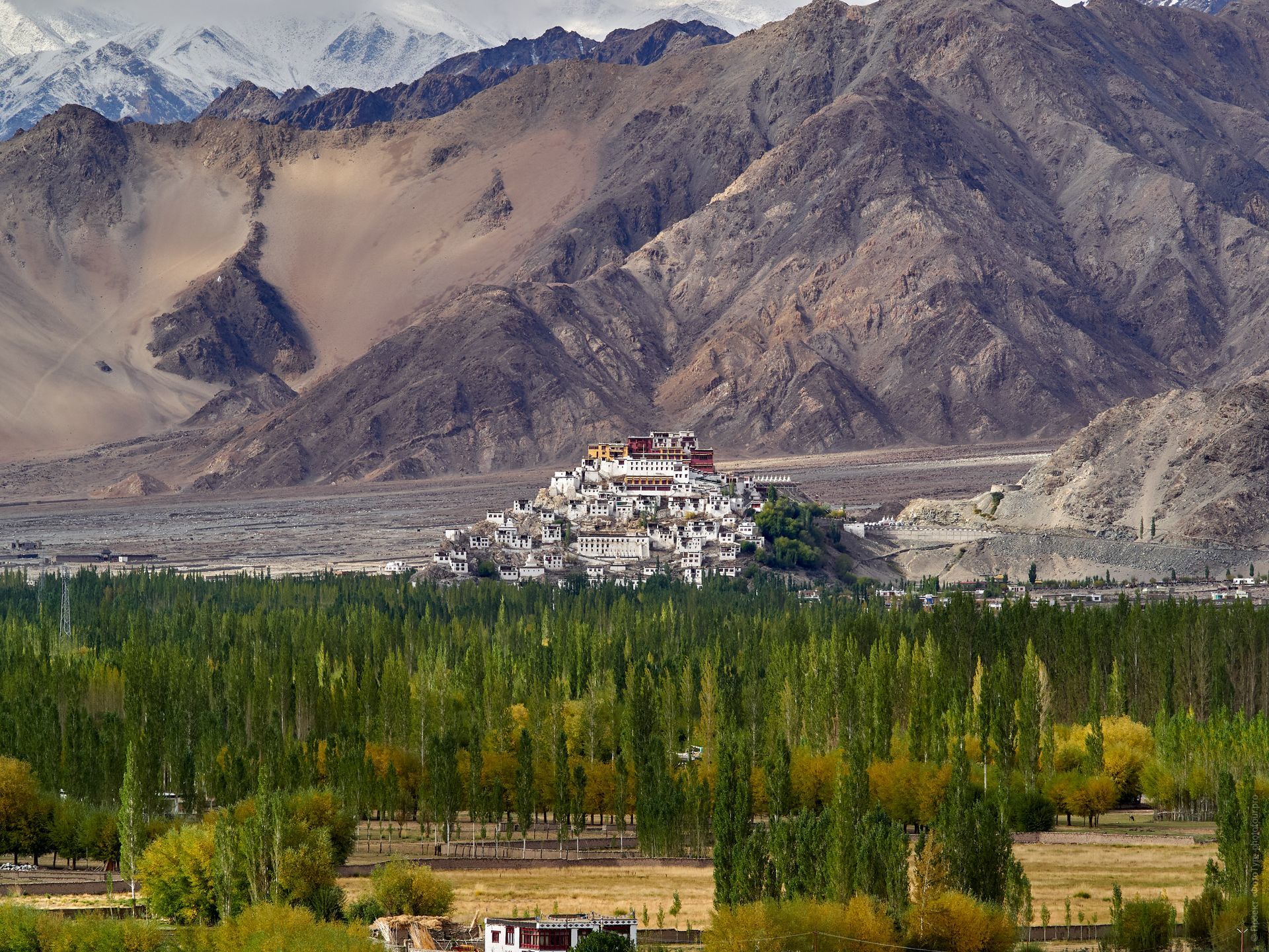 Buddhist monastery Tiksey Gonpa, Ladakh, Lesser Tibet. Tour Tibet Lakeside Advertising: Alpine lakes, geyser valley, Lamayuru, Colored Mountains, 01 - 10.09. 2023 year.